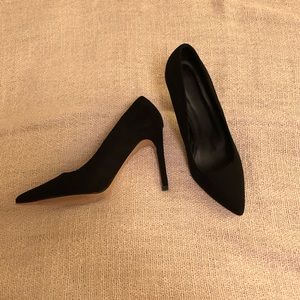 Black Faux Suede Heels
